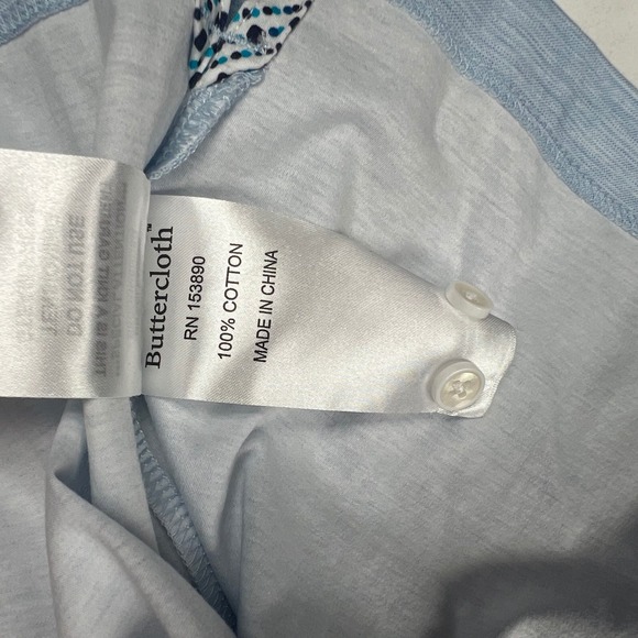 Buttercloth Mens XL Light Blue Heathered Long Sleeve Polo Shirt Knit Wing Logo - Picture 9 of 10